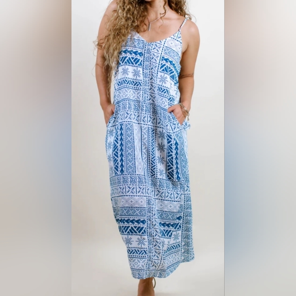 Tanoa Poly Tribal Design Maxi Dress